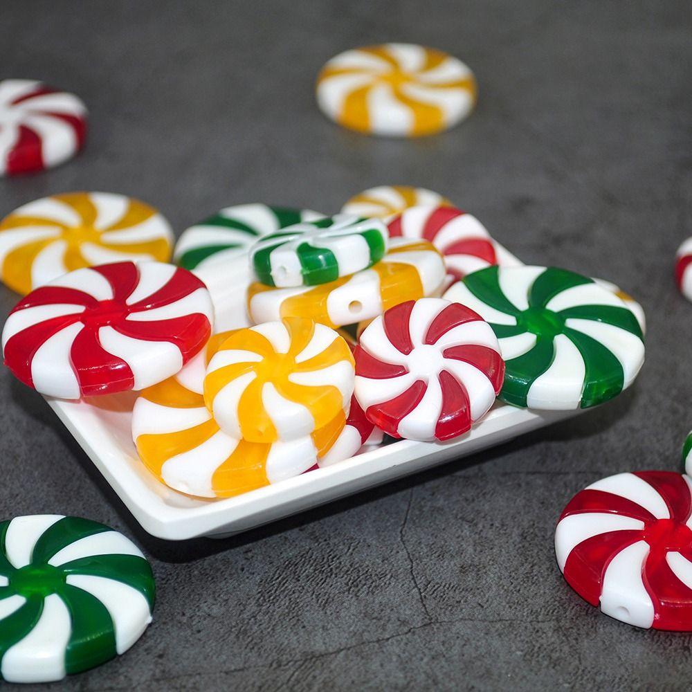 6Pcs Red White Candy Ornaments Acrylic Christmas Tree Hanging Pendant Christmas Candy Home