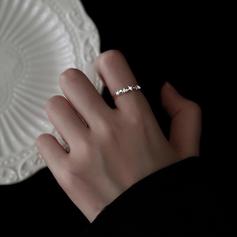 Изысканное золотое разомкнутое кольцо: Японский и корейский стиль, тонкое кольцо с бриллиантами, штабелируемые и элегантные украшения для пальцев