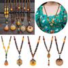 Festival Handmade Ethnic Jewelry Party Nepal Necklace Buddhist Horn Fish Pendant Mala Wood Bead