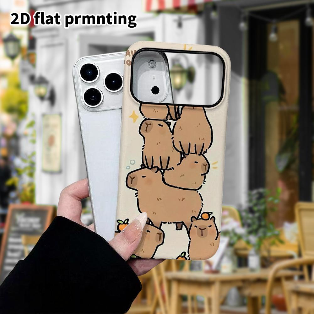 Phone Case: 2D flat design suitable for iPhone 18 17 16 15 14 13Pro film protection case, couple style, stacking capybara, Christmas and Halloween gif