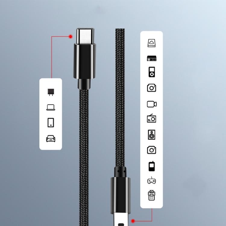 Зарядный кабель Type-C на Mini USB разной длины, поддержка передачи данных