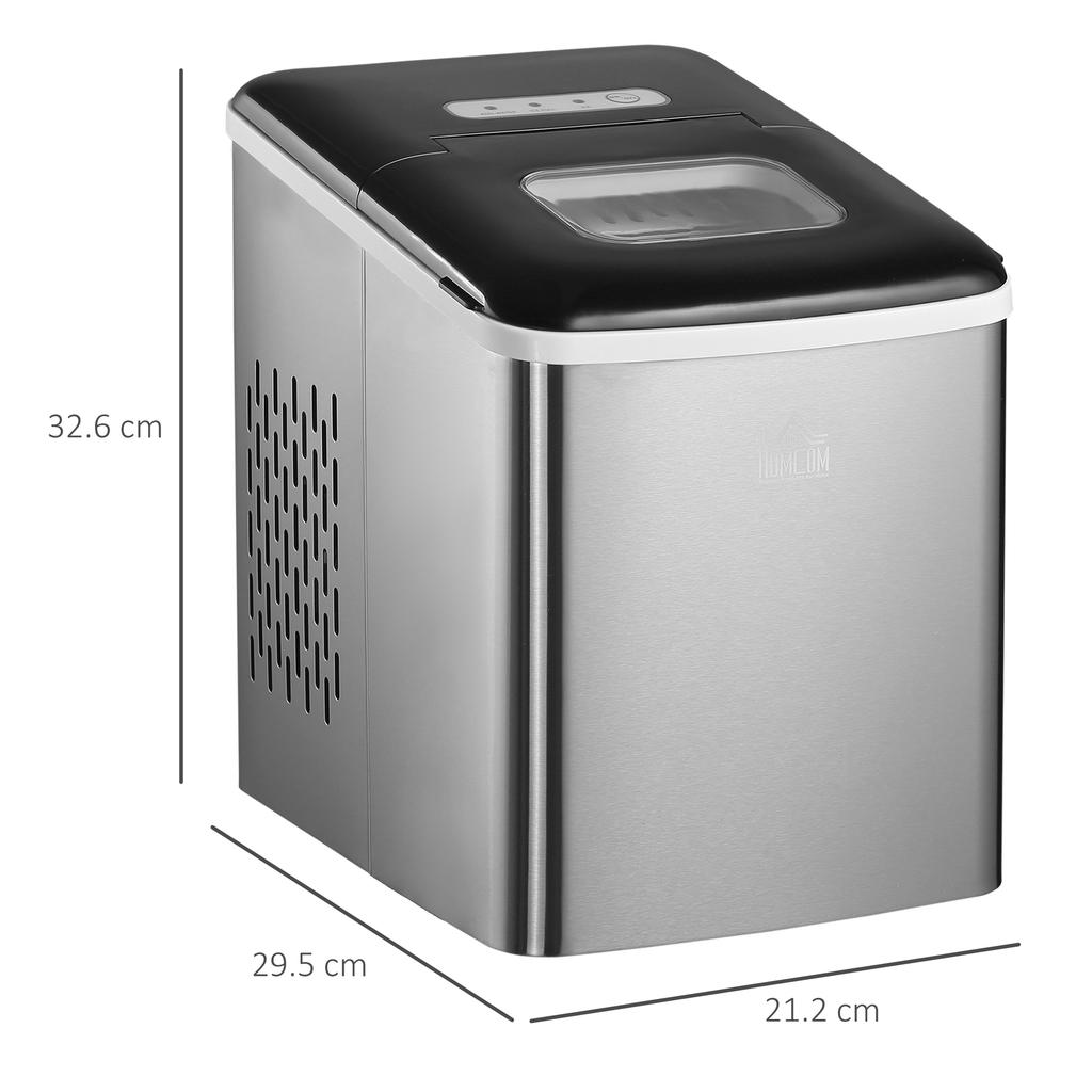 Ice Maker Machine Countertop, 9 Ice Cubes in 8 Mins, 12KG in 24Hrs, Self-Cleaning Portable Ice Cube Maker w/ Adjustable Ice Size, Ice Scoop, Basket