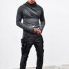 Spring Autumn Men Top Neck Protection High Collar Slim Fit Stretchy Pleated Long Sleeves Pullover