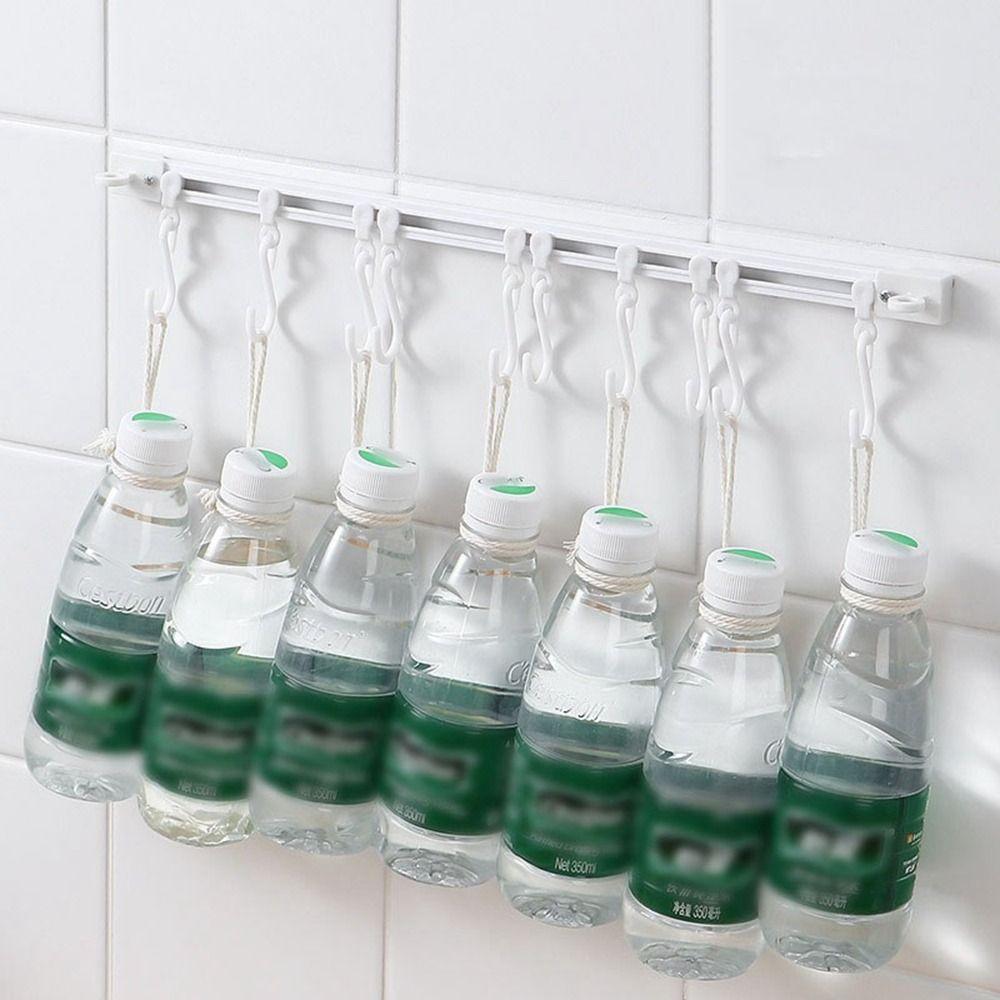 Plastic Track Row Hooks Non Punching Cabinet Hook Multifunctional Long Row Hook Kitchen