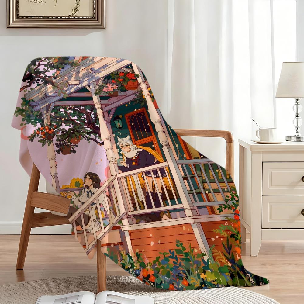 Artist L-LiyaMochipanko Throw  Flannel Throw Blanket,Bed Home Office Nap Blanket Travel,Camping,Picnic Blanket Soft Decor