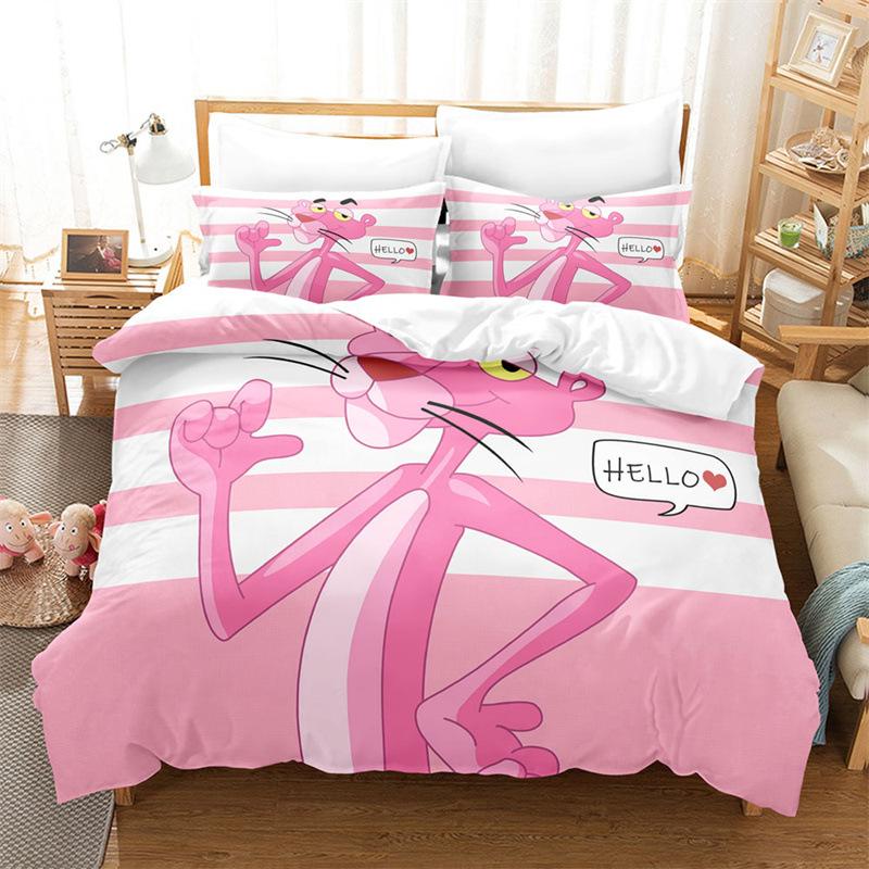 Pink Romantic Theme Duvet Cover Set King Queen Size Kawaii Cute Cartoon Yellow Crown Pink For Girls Women Polyester Bedding Set