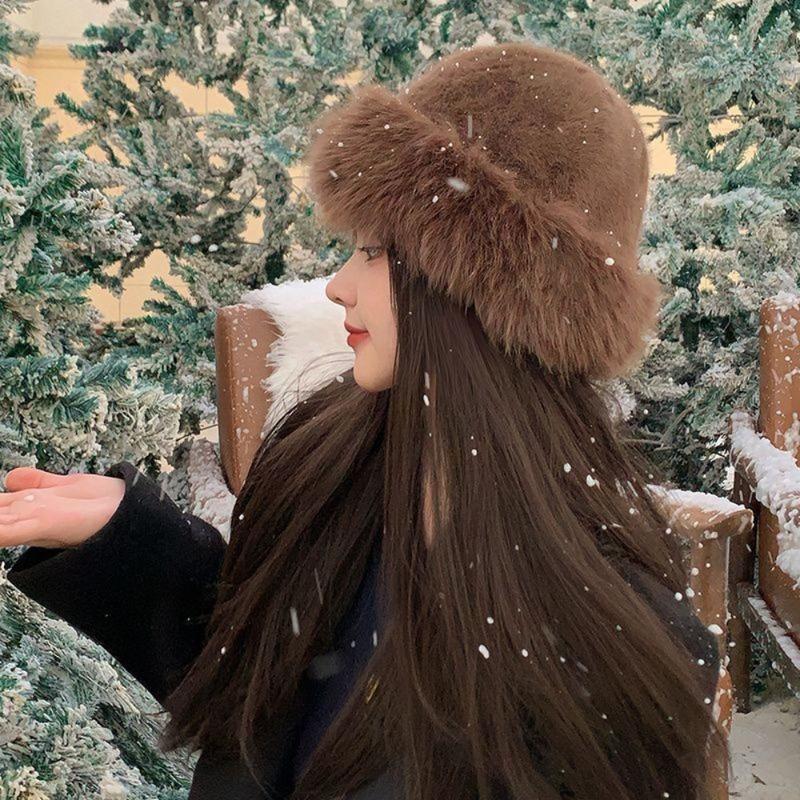 Модный Головной Убор Пушистая Меховая Зимняя Шапка Утепленная Панама Однотонные Ветрозащитные Береты Рождественские Подарки