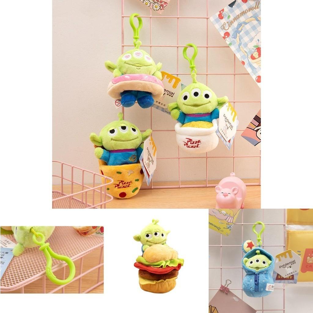 Disney Toy Story Alien Plush Doll Pendant Doughnut Hamburger Keychain Kid Gift