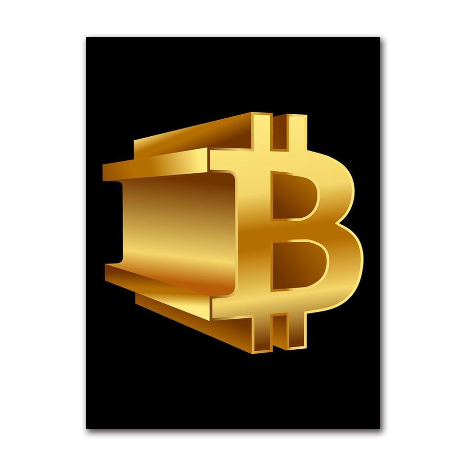 Vintage Abstract Bitcoin Symbol Bitcoin Cryptocurrency Art Poster Canvas Painting Wall Prints Picture for Living Room Home Decor
