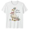 Merry Goosmas Рождественский Гусь Праздничная Унисекс Футболка Унисекс Футболка Графический Топ