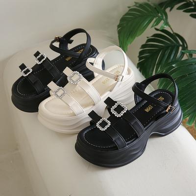 Лето НОВЫЕ Женские Повседневные САНДАЛИ Летняя Обувь 2025 Модная Платье Пляжная Резиновая Подошва Обувь Женская Обувь TACHE со Стразами