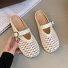Полутапочки с выдолбленным плетеным носком, женские летние туфли с мягкой подошвой, дышащие, шлепанцы на плоской подошве для ленивых