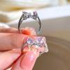 iF ME Zircon Silver Ring for Women Opening Sweet Pink Crystal Bow Heart Rings Accessories Jewelry