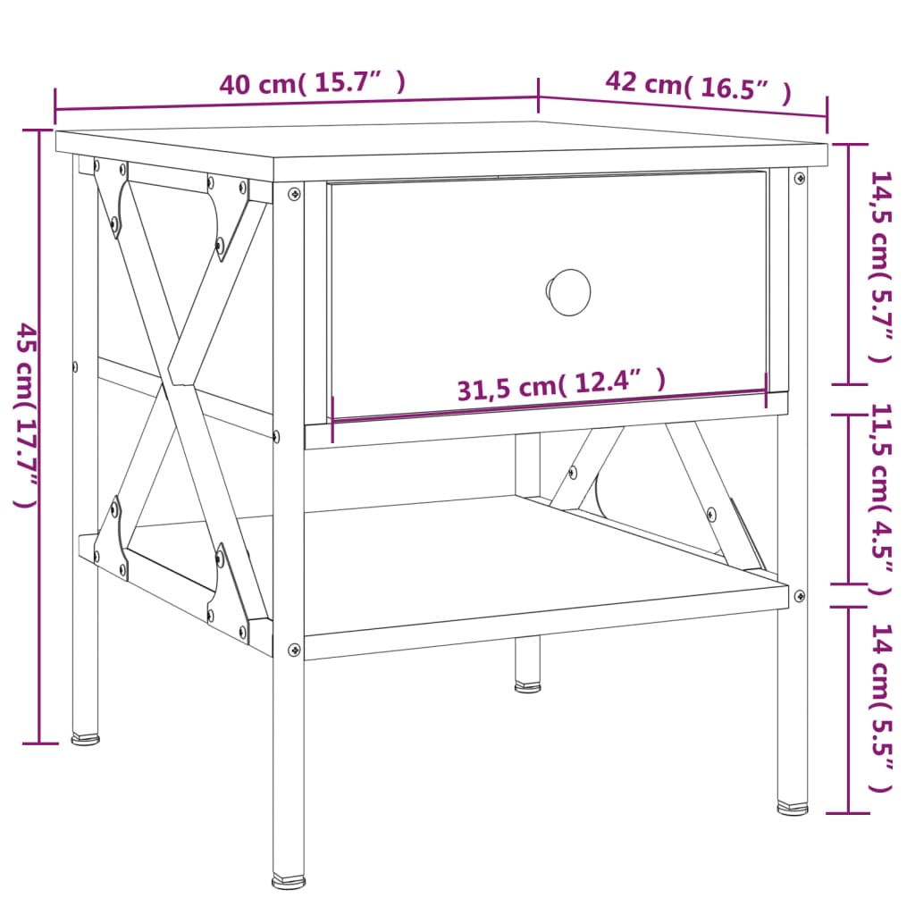 Nightstands 2 pcs. Black 40 x 42 x 45 cm Engineered Wood