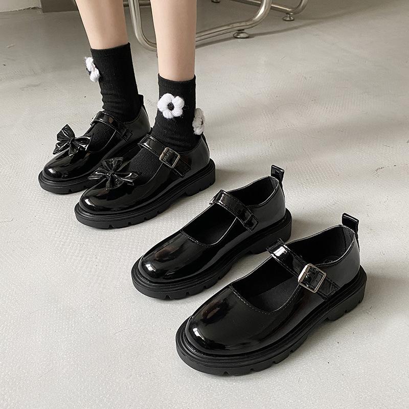 Модные женские лоферы 2025 винтажные с круглым носком черные туфли Мэри Джейн милые девичьи на низком каблуке на платформе Лолита черные женские туфли большого размера