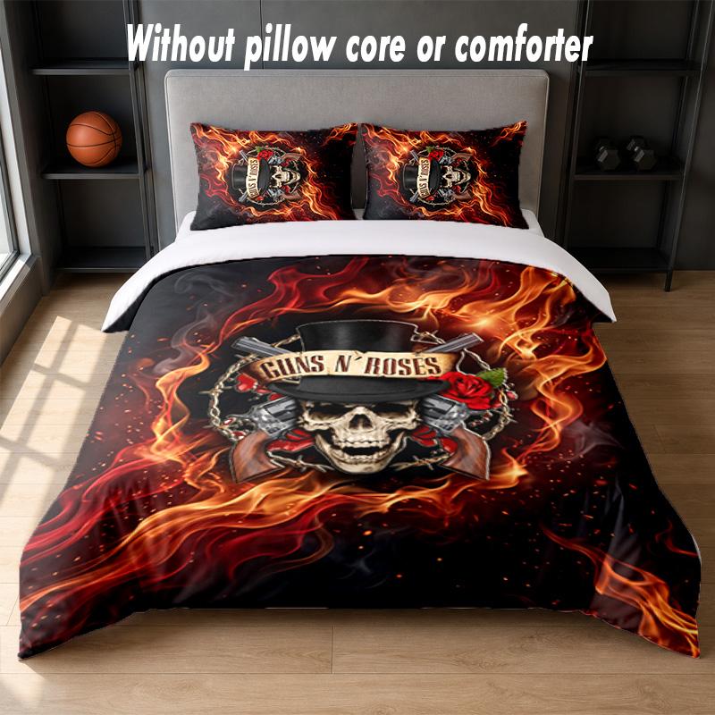 Guns N’ Roses Design Bed Bedding Set 1 Duvet Cover + 2 Pillowcases Soft Breathable Household Bed Linens