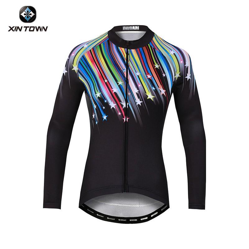 XINTOWN Womens Cycling Jersey Long Sleeve Top Road Bike Riding Moisture Wicking Biking Shirt