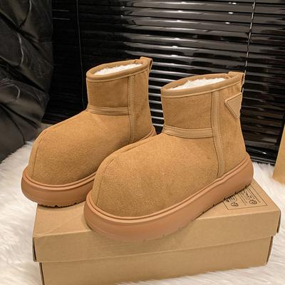 Роскошные зимние женские короткие плюшевые теплые зимние ботинки повседневная обувь новые замшевые меховые ботинки челси ботильоны на плоской подошве женская обувь на платформе