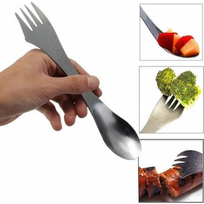 1 шт. 3 в 1, титановая вилка, ложка, столовые приборы, комбинированная кухонная утварь для пикника на открытом воздухе J19