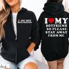 Vintage Funny I Love My Hot Girlfriend Boyfriend Zip Up Hoodies Couple Graphic Sweatshirts Men Boyfriends Casual Sportwear Shirt