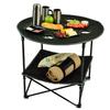 Camping Table - 2-Tier Folding Table with 4 Cupholders and Carry Bag for Picnic, Tailgate, Beach, or Camp - Camping Gear Outdoors