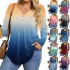 Womens Plus Size Long Sleeve Shirts V Neck Tunic Tops Basic Loose Fit Tee Tops