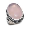 Кольцо ручной работы из стерлингового серебра 925 пробы с натуральным розовым кварцем, размер 9 E4H99