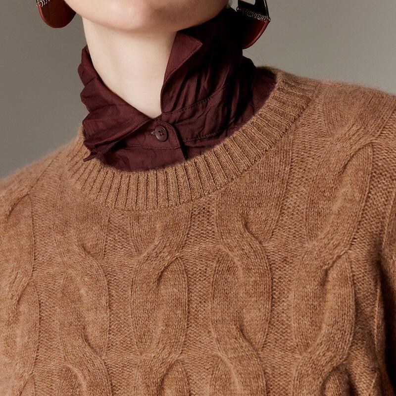 PALUOPO Женский свитер из 100% кашемира, вязаный косами, с круглым вырезом