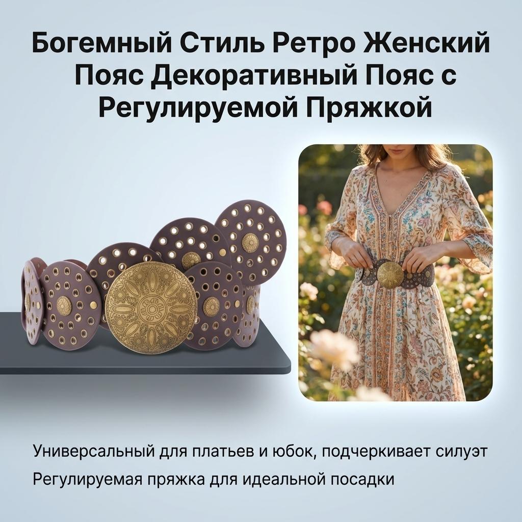 Bohemian Style Retro Women Belt Dress Decorative Waistband With Adjustable Buckle For Dresses Skirts