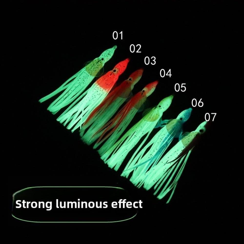 5pcs Glow-in-the-Dark Glow-in-the-Dark Squid Skirt Fishing Lures Soft Rubber 13cm Soft Rubber Octopus Skirts Fishing group