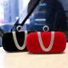 Red Flannel Rhinestone Bag Velvet Evening Purses Crossbody Elegant Party Clutch Bling Shoulder Female Bag Diamond Handbag