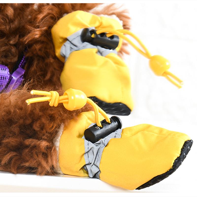 4 шт. обувь для собак, уличные противоскользящие водонепроницаемые резиновые сапоги, зимние носки для щенков, теплые мягкие дышащие туфли, аксессуары для домашних животных