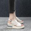 Thick-soled Wedge Sandals Women's 2025 New Summer High-heeled Fish Mouth Women's Shoes Soft Leather Heightening Muffin Shoes