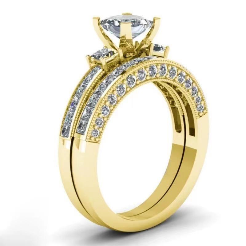 Элегантное кольцо для пары в европейском и американском стиле с микро-инкрустацией цирконом и муассанитом