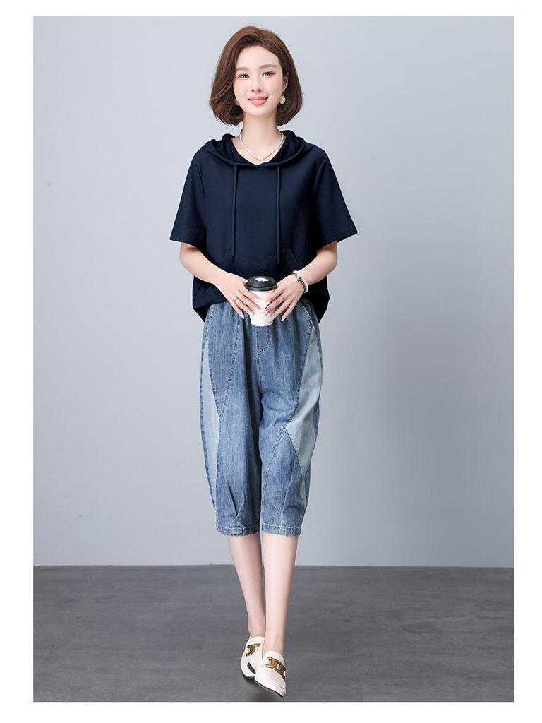 2025 Летние Женские Повседневные Свободные Джинсовые Шорты с Цветными Блоками