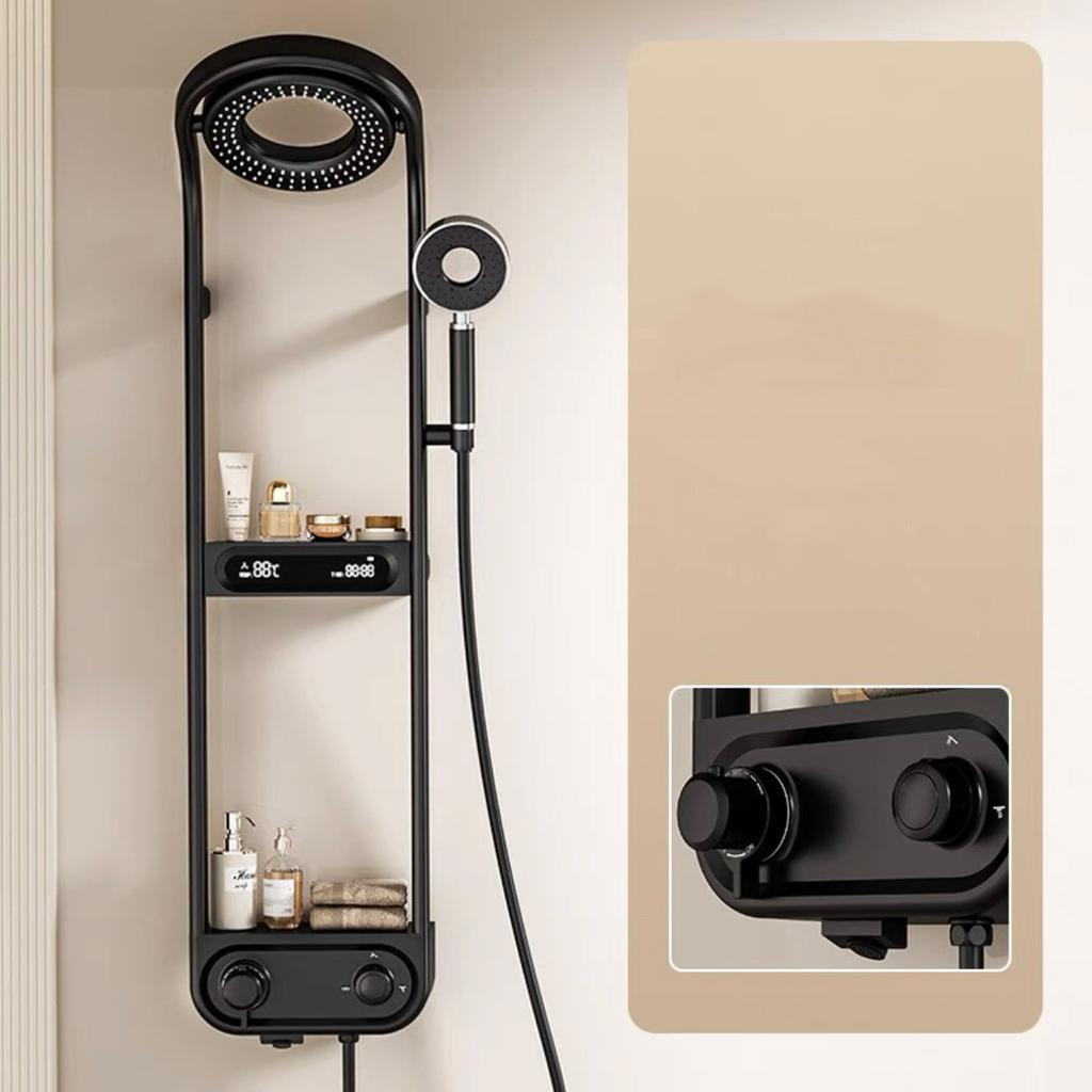 Набор смесителей для душа настенный из белой латуни и ABS термостатический цифровой дисплей набор смесителей для душа с эффектом дождя для ванной комнаты