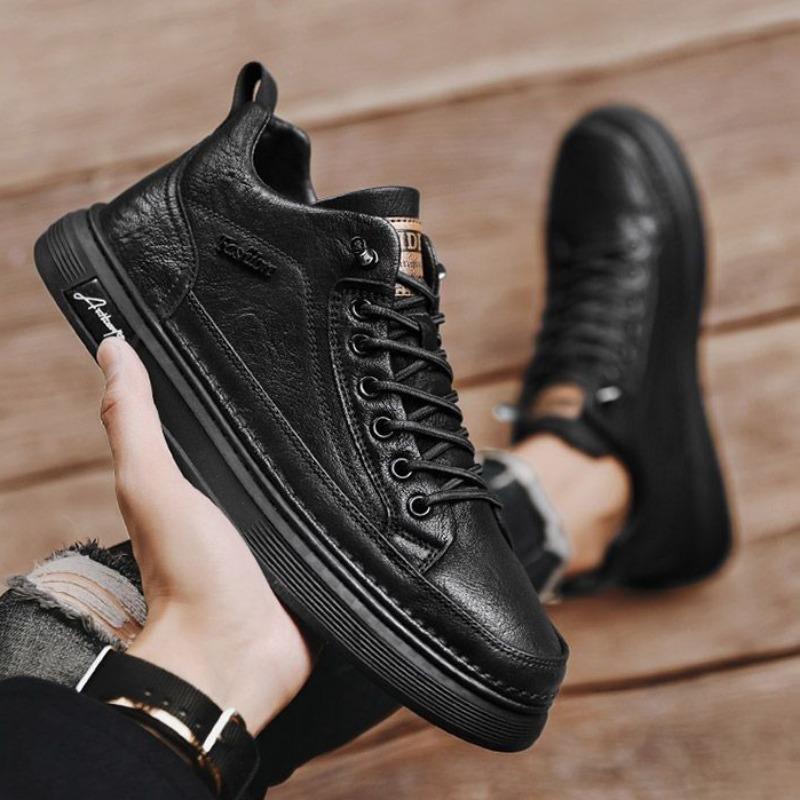 Classic Men's Leather Boots Fashion Comfortable High Top Ankle Boots Spring New Waterproof Casual Sneakers Male Work Shoes Botas