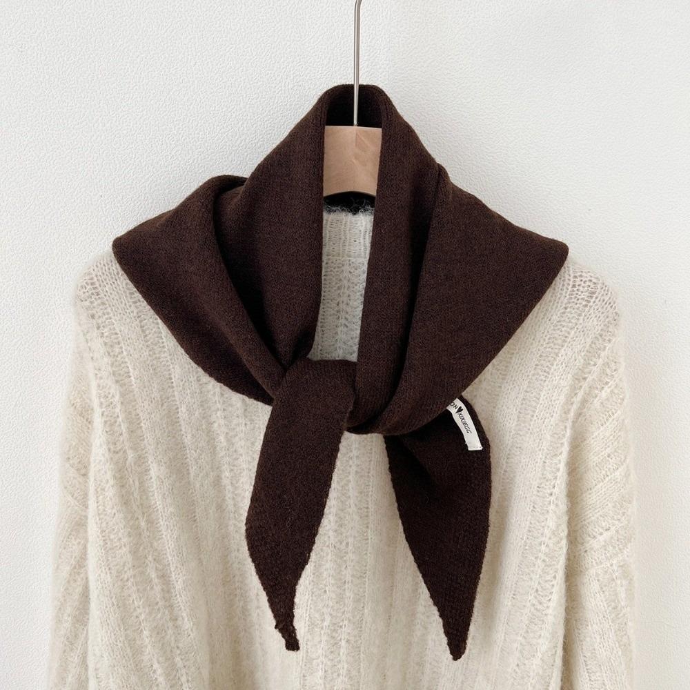 Solid Color Knitted Triangle Scarf Striped Cross Neckerchief Sweet Cross Scarves Autumn Winter