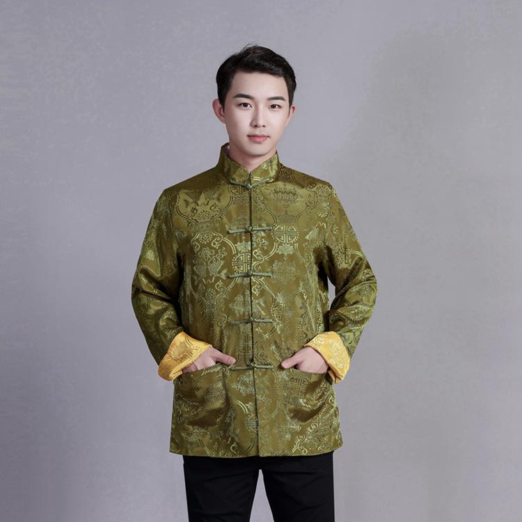 Мужской двусторонний пиджак тан - Ханфу с длинным рукавом для весны и осени