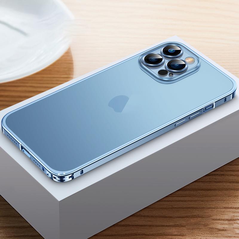 Магнитный чехол для телефона из авиационного алюминиевого сплава для iPhone 14 13 12 Pro Max с металлическим каркасом, матовый полупрозрачный чехол с пряжкой бегемота