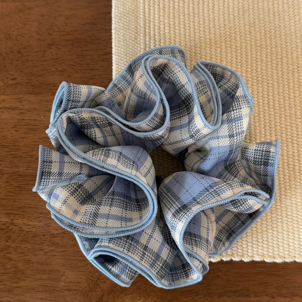 Four Layer Plaid Lace Fabric Hair Ties Elegant Big Scrunchies Fashion Women Daily Hair Rope
