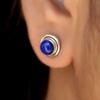 Lapis Lazuli 925 Sterling Silver Studs Earrings, Gemstone Handmade Women Earrings Jewelry