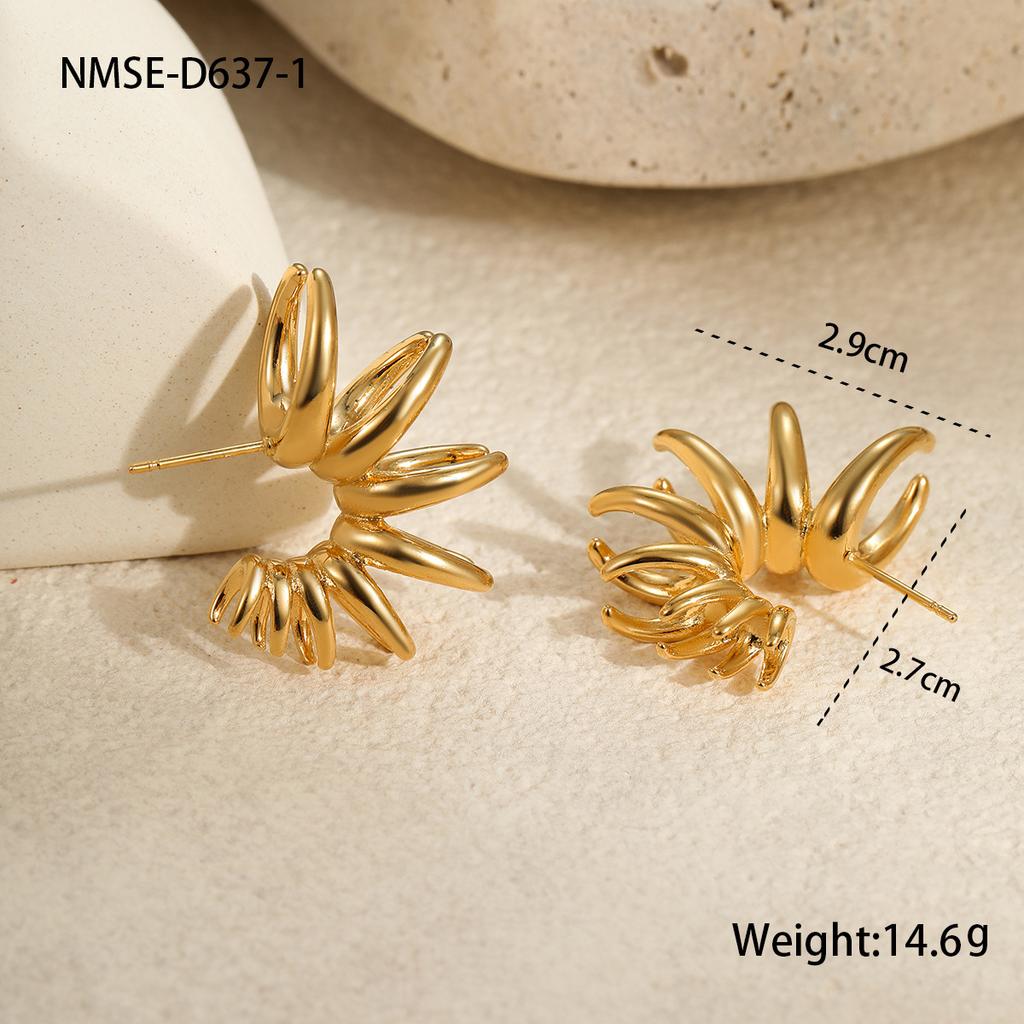 GEMCHIC Women's Geometric Irregular Wing Design Gold Plated Stainless Steel Stud Earrings Fashion Statement Jewelry