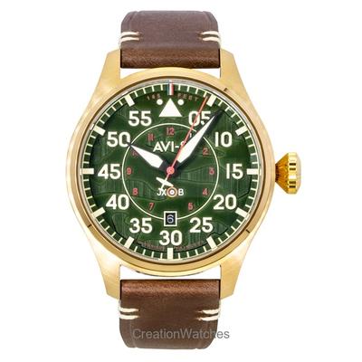 Hawker Hurricane Clowes Northholt Кожаный Ремешок Зеленый Циферблат Автоматические Мужские Часы AV-4097-04