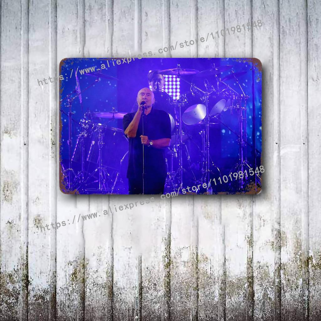 Фил Коллинз Барабанщик металлический Декор Постер Винтажная Жестяная Табличка Металлическая Табличка Декоративная Табличка для Паба Бара Мужской Пещеры Клуба Настенное Украшение