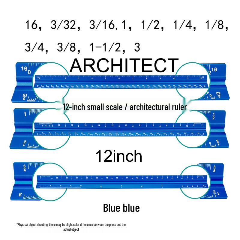 Aluminum Alloy Triangular Ruler with Laser Engraved Inch/Cm Scales for Architectural Drafting and Design