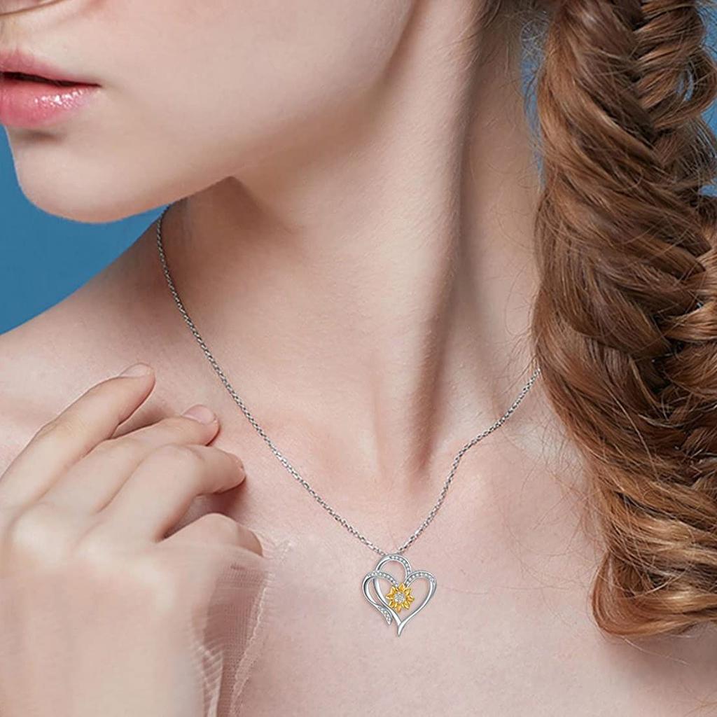 Ожерелье с подвеской в ​​виде подсолнуха для женщин, подвески в форме сердца, модные украшения, подарки для девочек