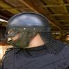 Medieval Viking Helmet With Visor, Blackened Steel Norman Helmet, LARP Reenactment Armor,