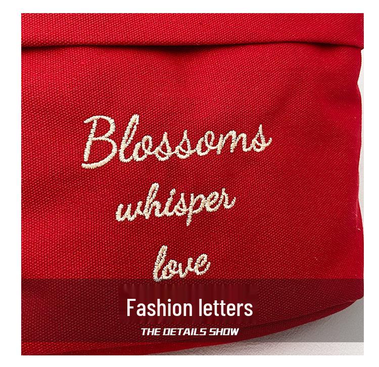 2025 Women's Fashion Canvas Embroidered Tote - Casual Crossbody Small Bucket Bag