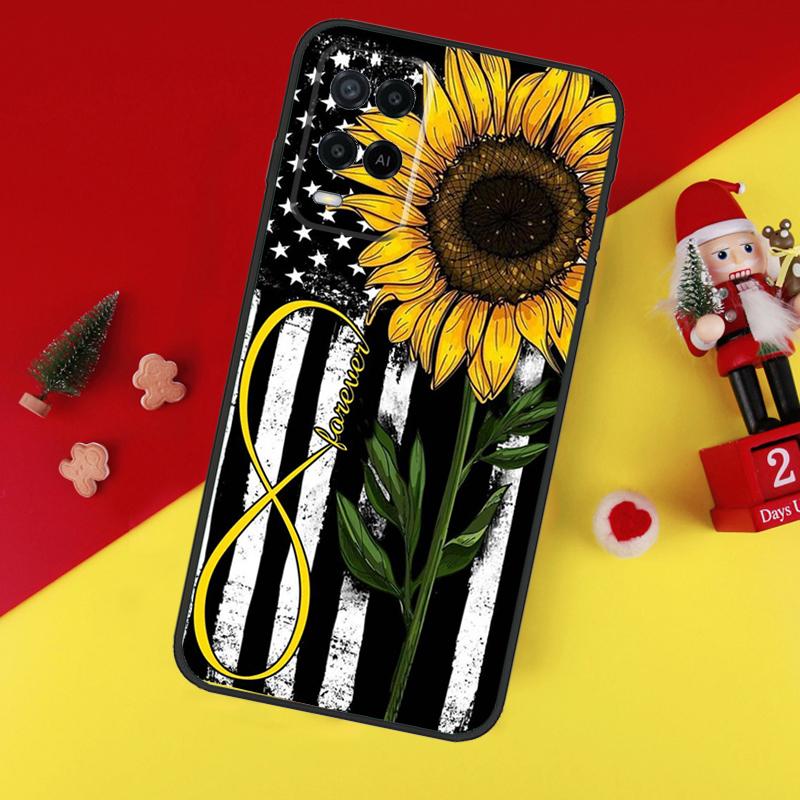 Sunflower Case For Oppo A94 A74 A54 A60 A40 A80 A16 A76 A96 A98 A58 A78 A18 A38 A57 A17 A15 A5 A6 Pro